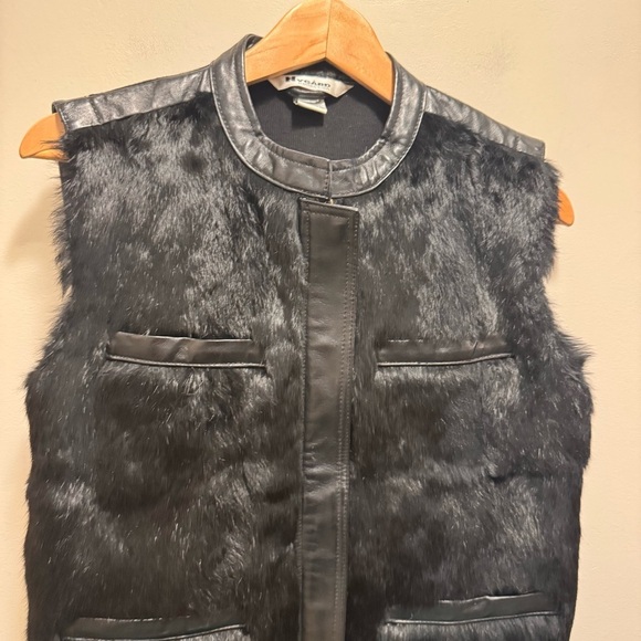 Nygard Ribbed Black Rabbit Fur Sweater Vest Full Zip Size Medium - Picture 4 of 9